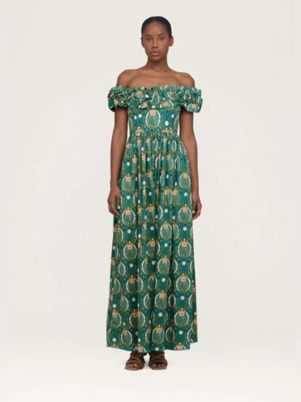 Agua by Agua Bendita Espliego Lunar printed cotton-poplin maxi dress, size XS.